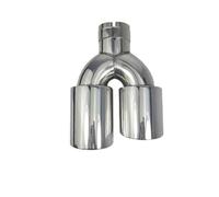 Escape Tubo de silenciador 1 De Escape Universal Para Coche Con Doble Punta Acero Inoxidable Para Modificar La Boquilla Del Silenciador(Right in63-Out76mm)