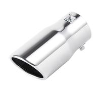Escape Tubo de silenciador Puntas De Tubo De Escape Universales De 6,3 CM Para Coche Boca Redonda En Ángulo Recta De Acero Inoxidable Con Salida Única(Plata)