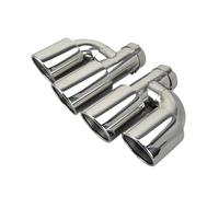 Escape Universal Coche Accesorios Para Coche Prensado Doble Salida Tipo De Acero Inoxidable Para Tubo Escape De Borde Tubo Punta Escape(Left in51-out89)
