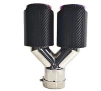 Escape Universal Coche Punta Silenciador Tubo Escape Universal Fibra Carbono Brillante Doble Morado Longitud Igual Parte Central Tubo Punta Escape(60-76mm)