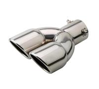 Escape Universal Coche Silenciador Escape Universal Acero Inoxidable Doble Salida Curvada Decoración Gruesa Para Coche Tubo Punta Escape(Silver Straight)