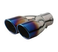 Escape Universal Coche Silenciador Escape Universal Acero Inoxidable Doble Salida Curvada Decoración Gruesa Para Coche Tubo Punta Escape(Blue straight)