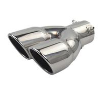 Escape Universal Coche Silenciador Tubo Entrada 3 Pulgadas Doble Punta Enrollada Para Borde Corte Inclinado Salida Tubo Escape Tubo Punta Escape(Silver)