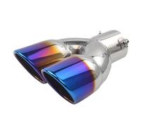 Escape Universal Coche Silenciador Tubo Entrada 3 Pulgadas Doble Punta Enrollada Para Borde Corte Inclinado Salida Tubo Escape Tubo Punta Escape(Blue)