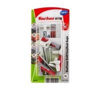 fischer EasyHook Angle K (4), Juego de 4 tornillos y tacos DuoPower 8 x 40, con gancho en ángulo, para tablero aglomerado para instalar en numerosos materiales de construcción