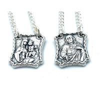 Escapular de la Virgen del Carmín y del Sagrado Corazón de Jesús - Paquete de 4 unidades
