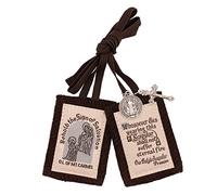 Escapulario marrón hecho a mano con colgantes de San Benito y crucifijo | Accesorio devocional católico | Gran regalo cristiano para primera comunión y confirmación | Fabricado en los Estados Unidos