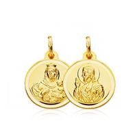 Escapulario Medalla Bebés/Niño Oro 18 ktes Tamaño 16 mm Sagrado Corazón y Vírgen del Carmen