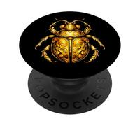 Escarabajo Egipcio Escarabajo Amuleto de la Suerte diseño de Escarabajo Dorado PopSockets PopGrip Adhesivo