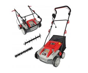 Escarificador/aireador de césped Dedra fuerte, 1800 W, 3500 rpm, 38 cm de ancho de trabajo, bajo nivel de ruido, saco de 45 l, con función de ventilador de césped, accionamiento eléctrico, peso 12,5