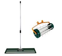 Escarificador MonsterShop Nivelador y Aireador Manual 2 en 1 Mango Extensible 100 cm