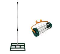 Escarificador MonsterShop Nivelador y Aireador Manual 2 en 1 Mango Extensible 190 cm