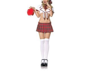 Escaso 4-teiliges Colegiala Disfraz Set Weiß-rot-grün