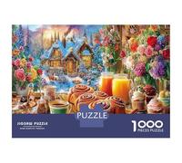 Escena acogedora de Invierno 1000 Piezas Desayuno en Enchanted Garden Rompecabezas Obra De Arte Juguetes Desafiantes para Adultos Juego De Habilidad para para Adultos Y Niños Regalos 52x38cm/1000pcs