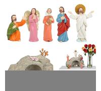 Escena Ascensión De Jesús - Figuras Resina Realistas Tumba De Jesús | Estatua Religiosa LED Con Tumba Pedestal | Regalo Creativo Pascua Para Cristianos, Decoración Católica & Introducción