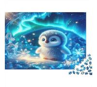 Escena Aurora 1000 Piezas Puzzle Pingüino Adorable para Adultos Papel Grueso Juego Educativo Rompecabezas Animal Papel Decoración Pared 52x38cm/1000pcs