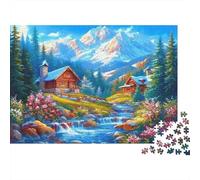 Escena cabaña montaña_2 Puzzle 1000 Piezas De Cartón Grueso Juego De Rompecabezas En Paquete Anti Estrés Adultos para Fiesta De Pijamas como Regalo Original 38x26cm/1000pcs