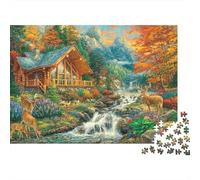 Escena cabaña montaña_2 Puzzle 1000 Piezas De Cartón Grueso Juego De Rompecabezas En Paquete Anti Estrés Adultos para Fiesta De Pijamas como Regalo Original 52x38cm/1000pcs