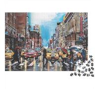 Escena Calle Ciudad 1000 Piezas Cartón Reciclado Arte NYC tráfico Calle Rompecabezas para Adultos Fácil De Agarrar Noche De Juegos Regalo Ideal Ecológico 70x50cm/1000pcs