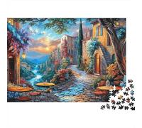Escena Calle Ciudad Europea Puzzle para Adultos Puzzle de 1000 Piezas Papel Estilo Artístico Colorido Regalo Hogar 38x26cm/1000pcs