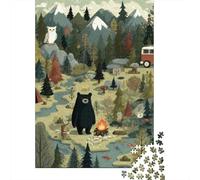 Escena Camping Bosque Rompecabezas Aventura Naturaleza ilustrada Clásico 3 Capas Cartón 1000 PC, Ultra Difícil, Alivio Estrés, Regalo Noche Juego Familiar 38x26cm/1000pcs