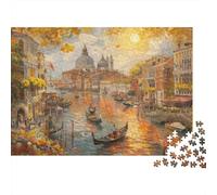 Escena Canal Venecia Rompecabezas 1000 Piezas Escena Edificio histórico Canal Venecia Estético Desafiante Desafío Duro Imposible Juguete Educativo Regalo Adultos Niños