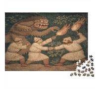 Escena con un Hombre con antorcha luchando contra un trol Rompecabezas Estilo de Arte Medieval Rompecabezas Juego De Habilidad para Toda La Familia 1000pcs (75x50cm)