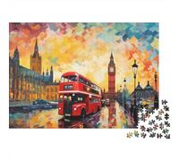 Escena de autobús de Londres 1000 Piezas Cartón Grueso Rompecabezas De Bricolaje Niños Principiantes Divertido Desafiante Juego Alivio del Estrés Idea De Regalo 70x50cm/1000pcs