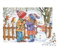 Escena de Beso de Invierno 1000 Piezas Cartón Extra Grueso Rompecabezas Conjunto Pareja Socios Entrenamiento De Concentración Idea De Regalo 38x26cm/1000pcs