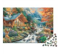 Escena de cabaña de montaña_1 Puzzle 1000 Piezas Adultos Y Ni?os Difícil Entrenamiento De Concentración Noche En Familia Cartón Premium 38x26cm/1000pcs