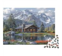Escena de cabaña de montaña Puzzles 1000 Piezas Papel Reciclado para Adultos Puzzle para Adultos Juego Familiar Divertido y desafiante Excelente Idea de Regalo Partir de 12 años 70x50cm/1000pcs