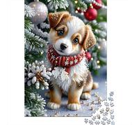 Escena de Cachorro de Navidad 1000 Pieza Stock De Cartas Premium Rompecabezas Conjunto Desafío Juego Educativo Presente Divertido Idea De Regalo Decoración 38x26cm/1000pcs