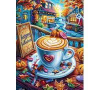 Escena de cafetería acogedora con una taza Rompecabezas 500 Piezas Cartón Para Expertos Vida silvestre y mascotas Actividad Familiar Educativa Hobby Colección Reunión Familiar Juegos Regalo Sorpresa 5