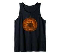 Escena de calabaza de Halloween de tren fantasma embrujado Camiseta sin Mangas