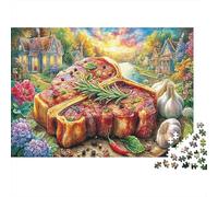 Escena de Carne a la Parrilla Rompecabezas 1000 Piezas Coleccionistas, Cartón Reciclado Premium, Arte Naturaleza Muerta Vegetales, Decoración Interior, Regalo Pascua, Juego Educativo, 52x38cm