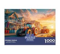 Escena de Carreras de Tractores Juego De Puzzle Familiar Estilo de Arte de fantasía Rural Una Obra De Arte para Montar En Familia Fascina A Hombres Y Mujeres por Igual (A Partir De 14 Años) 38x