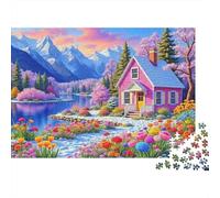 Escena de casa Rosa Puzzle 1000 Piezas Adultos Y Jóvenes Puzzle Difícil Puzzle Complicado Más Vendido Tiempo Libre Cartón Reciclado 52x38cm/1000pcs