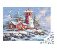 Escena de Faro Invernal Faro Invernal Colorido Rompecabezas de 1000 Piezas para Adultos Juego Educativo clásico único 52x38cm/1000 Piezas