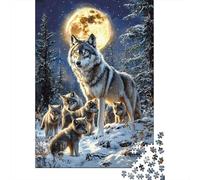 Escena de Fauna Forestal Familia de Lobos Rompecabezas Puzzle,70x50cm/1000pcsAdulto Juego EduGatoivo Decoración del Hogar