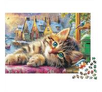Escena de Gato de Invierno Extra Thick Cardboard Impresión de Gatito Peludo Jigsaw Puzzle Bundle Stress Relief Indoor Leisure Gift for Family Puzzle Lovers Senior Jigsaw Fans 52x38cm/1000pcs