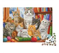 Escena de Gatos en Estantería de Libros 1000 Piezas Juego Rompecabezas Adultos Puzzles Educativos Camino Cerezo Luna Noche Juego Puzzles Juego Puzzle Todo, Regalos Hombres 70x50cm/1000pcs
