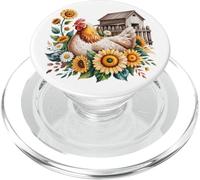 Escena de Granja de jardín de Pollo con Girasol PopSockets PopGrip para MagSafe
