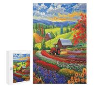 Escena de Granja Vibrante Puzzle 1000 Piezas Adultos Y Niños 12 Años Paisaje Granja Pastoral Rompecabezas 3D Colorido Familiar Aliviar Estrés DIY Moderno Estera Portátil 1000 PCS
