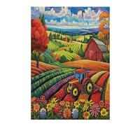 Escena de Granja Vibrante Puzzle 300 Piezas Aliviar Estrés 3D Pastoral Farm Landscape Rompecabezas Familiar para Hombres Y Mujeres Obra De Arte Decorativo Hogar 300 PCS