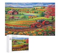 Escena de Granja Vibrante Puzzles 1000 Piezas Habilidad Intelectual Paisaje Granja Pastoral Desafío Impossible Rompecabezas Familiar 3D para Adultos Y Niños A 12 Años DIY Moderno 1000 PCS