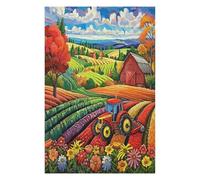 Escena de Granja Vibrante Puzzles 1000 Piezas Portátil 3D Pastoral Farm Landscape Rompecabezas Familiar para Toda La Familia Maquetas Educativas Construir Aliviar Estrés 1000 PCS
