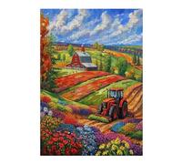 Escena de Granja Vibrante Puzzles 300 Piezas Aliviar Estrés Familiar Premium Pastoral Farm Landscape Rompecabezas para Adultos Desafío Intelectual 3D DIY Creativo Decorativo 300 PCS