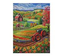 Escena de Granja Vibrante Puzzles 500 Piezas Alivio Estrés Familiar Pastoral Farm Landscape Rompecabezas 3D para Toda La Familia Juguete Educativo Desafío Intelectual 500 PCS