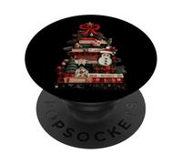 Escena de Invierno del árbol de Navidad del Amante de los Libros PopSockets PopGrip Adhesivo