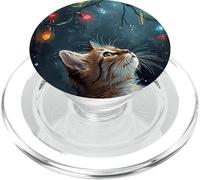Escena De Invierno Miradas En Luces De Navidad Gato De Jengibre De Tempor PopSockets PopGrip para MagSafe